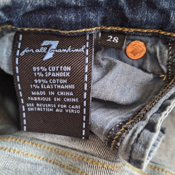 7 for all Mankind b(air) Dojo Blue Denim Jeans Frayed Hem Womens size 28 - Picture 5 of 7